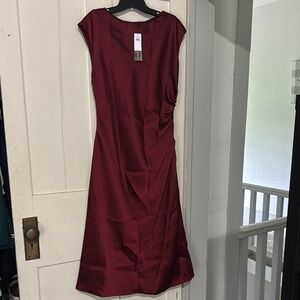 Banana Republic Factory Red Ruched Wrap Midi Dress
